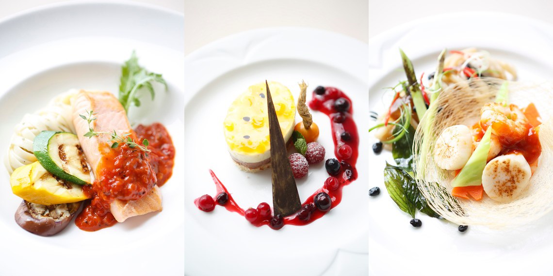 Plated dishes by in-flight caterer dnata